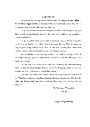 Luận văn thạc sĩ nghiên cứu đề xuất giải pháp xử lý đoạn đê xung yếu của sông chu trên địa phận tỉnh thanh hóa