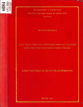 Luận văn hoàn thiện công tác tuyển dụng nhân lực tại ngân hàng thương mại cổ phần việt nam thịnh vượng vpbank