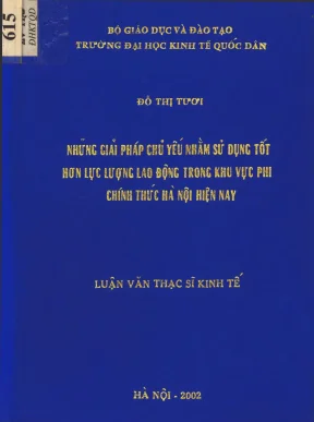 Luận văn những giải pháp chủ yếu nhằm sử dụng tốt hơn lực lượng lao động trong khu vực phi chính thức hà nội hiện nay