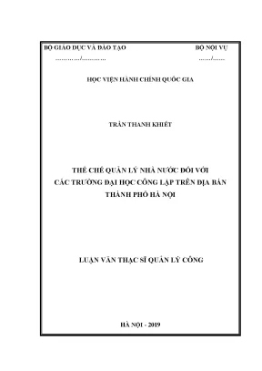 Luận văn thạc sĩ thể chế quản lý nhà nước đối với trường đại học công lập trên địa bàn thành phố hà nội