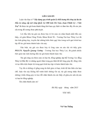 Luận văn thạc sĩ xây dựng quy trình quản lý chất lượng thi công tại dự án đầu tư nâng cấp mở rộng quốc lộ 38b tỉnh hà nam đoạn chính lý vĩnh trụ