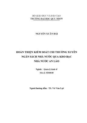 Luận văn thạc sĩ hoàn thiện kiểm soát chi thường xuyên ngân sách nhà nước qua kho bạc nhà nước an lão