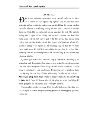 Luận văn tốt nghiệp giải pháp hoàn thiện cơ cấu tổ chức bộ máy của cơ quan công ty điện lực i