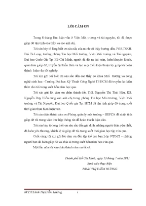 Luận văn bước đầu ứng dụng mô hình tisap đánh giá tình hình phát thải khí so2 tại một số khu công nghiệp trên địa bàn thành phố hồ chí minh