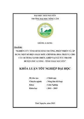Luận văn thạc sĩ nghiên cứu tình hình sinh trưởng phát triển và áp dụng một số biện pháp điều chỉnh ra hoa trái vụ cho cây bưởi da xanh chiết ghép tại xã tức tranh