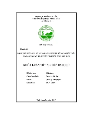 Luận văn đánh giá hiệu quả sử dụng đất sản xuất nông nghiệp trên địa bàn xã cao kỳ huyện chợ mới tỉnh bắc kạn