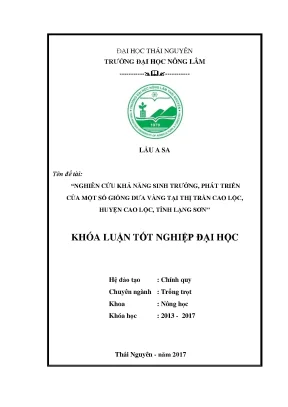 Luận văn nghiên cứu khả năng sinh trưởng phát triển của một số giống dưa vàng tại thị trấn cao lộc huyện cao lộc tỉnh lạng sơn
