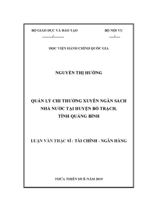 Luận văn thạc sĩ quản lý chi thường xuyên ngân sách nhà nước tại huyện bố trạch tỉnh quảng bình