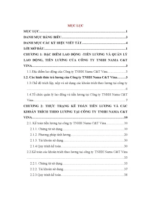 Luận văn tốt nghiệp hoàn thiện kế toán tiền lương và các khoản trích theo lương tại công ty tnhh nama ct vina