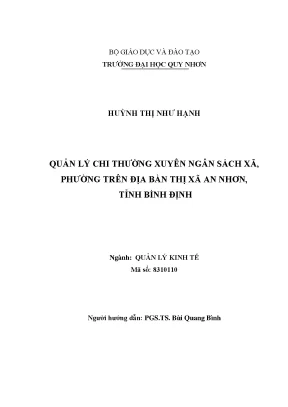 Luận văn thạc sĩ quản lý chi thường xuyên ngân sách xã phường trên địa bàn thị xã an nhơn tỉnh bình định