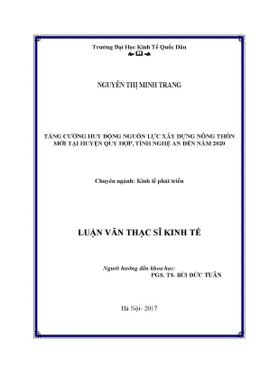 Luận văn tăng cường huy động nguồn lực xây dựng nông thôn mới tại huyện quỳ hợp tỉnh nghệ an đến năm 2020