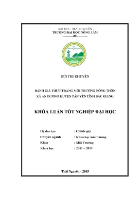 Luận văn thạc sĩ đánh giá hiện trạng môi trường nông thôn xã an dương huyện tân yên tỉnh bắc giang
