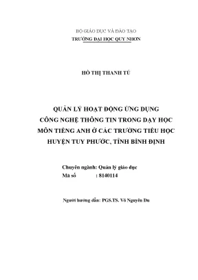 Luận văn thạc sĩ quản lý hoạt động ứng dụng công nghệ thông tin trong dạy học môn tiếng anh ở các trường tiểu học huyện tuy phước tỉnh bình định