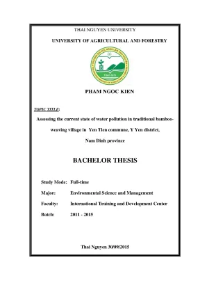 Luận văn thạc sĩ assessing the current state of water pollution in traditional bamboo weaving village in yen tien commune y yen district nam dinh province