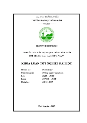 Luận văn nghiên cứu xây dựng quy trình sản xuất bột trứng cầu gai thủy phân