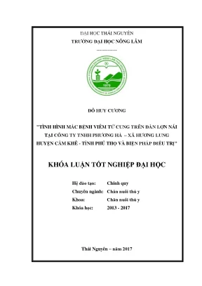 Luận văn tình hình mắc bệnh viêm tử cung trên đàn lợn nái tại công ty tnhh phương hà xã hương lung huyện cẩm khê tỉnh phú thọ và biện pháp điều trị