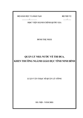 Luận văn thạc sĩ quản lý nhà nước về thi đua khen thưởng ngành giáo dục tỉnh ninh bình