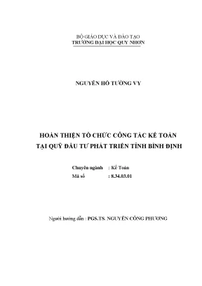 Luận văn thạc sĩ hoàn thiện tổ chức công tác kế toán tại quỹ đầu tư phát triển tỉnh bình định