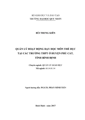 Luận văn thạc sĩ quản lí hoạt động dạy học môn thể dục tại các trường thpt huyện phù cát tỉnh bình định