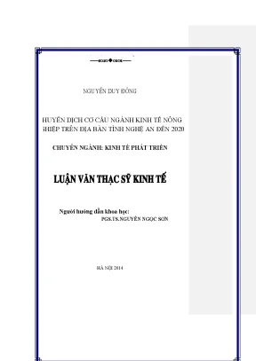 Luận văn chuyển dịch cơ cấu ngành kinh tế nông nghiệp trên địa bàn tỉnh nghệ an đến 2020