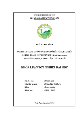 Luận văn thạc sĩ nghiên cứu ảnh hưởng của một số yếu tố nội tại đến sự hình thành cây hom ngâu aglaia duperreana tại trường đại học nông lâm thái nguyên
