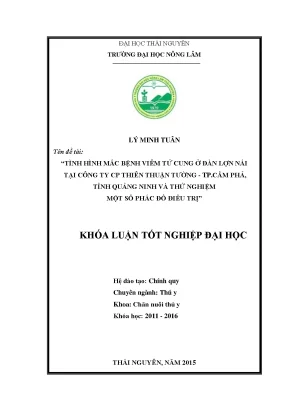 Luận văn thạc sĩ tình hình mắc bệnh viêm tử cung trên đàn lợn nái của trại lợn công ty cp thiên thuận tường tp cẩm phả quảng ninh và thử nghiệm một số phác đồ điều trị bệnh