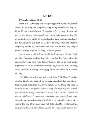 Luận văn nâng cao năng lực cán bộ đoàn chuyên trách tại cơ quan tỉnh đoàn vĩnh phúc