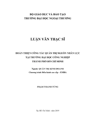 Luận văn thạc sĩ hoàn thiện công tác quản trị nguồn nhân lực tại trường đại học công nghiệp thành phố hồ chí minh