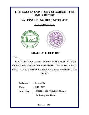 Luận văn thạc sĩ synthesis and using aucuzn base catalysts for changing of hydrogen consumption in methanol reaction by temperatue programmed redution tpr