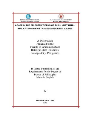 Luận văn thạc sĩ agape in the selected works of thich nhat hanh implication on vietnamese students values