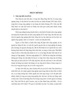 Luận văn phát triển các khu công nghiệp trên địa bàn tỉnh thái bình đến năm 2015