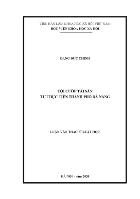Luận văn thạc sĩ tội cướp tài sản từ thực tiễn thành phố đà nẵng