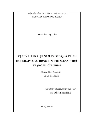 Luận văn thạc sĩ vận tải biển việt nam trong quá trình hội nhập cộng đồng kinh tế asean