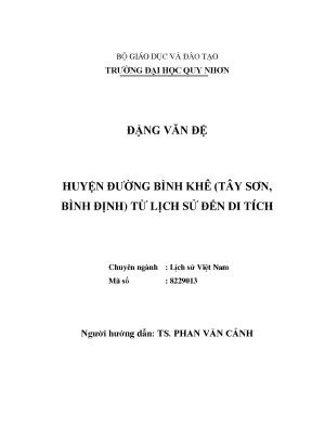 Luận văn thạc sĩ huyện đường bình khê tây sơn bình định từ lịch sử đến di tích