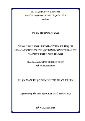 Luận văn nâng cao năng lực nhân viên kế hoạch của các công ty thuộc tổng công ty đầu tư và phát triển nhà hà nội