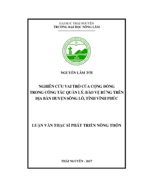 Luận văn nghiên cứu vai trò của cộng đồng trong công tác quản lý bảo vệ rừng trên địa bàn huyện sông lô tỉnh vĩnh phúc