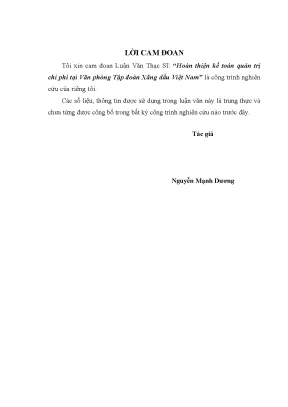 Luận văn tốt nghiệp hoàn thiện kế toán quản trị chi phí tại văn phòng tập đoàn xăng dầu việt nam