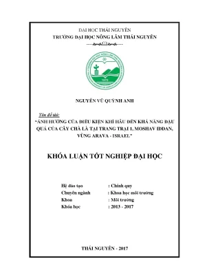 Luận văn ảnh hưởng của khí hậu đến khả năng đậu quả của cây chà là tại trang trại 1 moshav iddan vùng arava israel