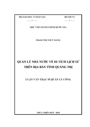 Luận văn thạc sĩ quản lý nhà nước về di tích lịch sử trên địa bàn tỉnh quảng trị