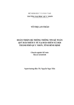 Luận văn thạc sĩ hoàn thiện hệ thống thông tin kế toán quỹ bảo hiểm y tế tại bảo hiểm xã hội thành phố quy nhơn tỉnh bình định