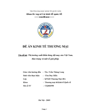 Luận văn tốt nghiệp thị trường xuất khẩu hàng dệt may của việt nam thực trạng và một số giải pháp