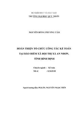 Luận văn thạc sĩ hoàn thiện tổ chức công tác kế toán tại bảo hiểm xã hội thị xã an nhơn tỉnh bình định
