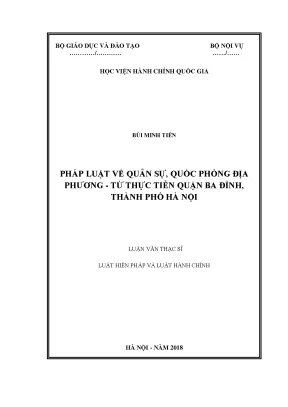 Luận văn thạc sĩ pháp luật về quân sự quốc phòng địa phương từ thực tiễn quận ba đình thành phố hà nội