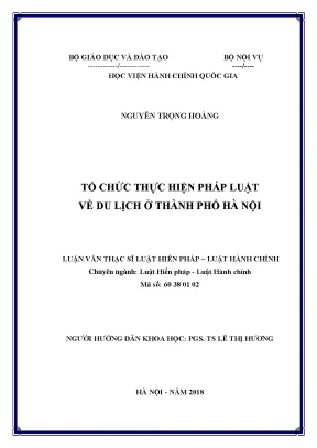 Luận văn thạc sĩ tổ chức thực hiện pháp luật về du lịch ở thành phố hà nội