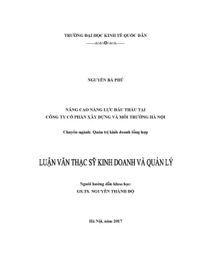 Luận văn tốt nghiệp nâng cao năng lực đấu thầu tại công ty cổ phần xây dựng và môi trường hà nội