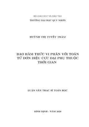 Luận văn thạc sĩ bao hàm thức vi phân với bài toán tử đơn điệu cực đại phụ thuộc thời gian