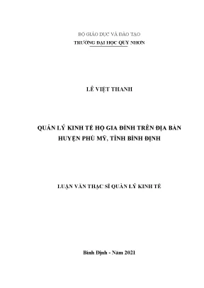 Luận văn thạc sĩ quản lý kinh tế hộ gia đình trên địa bàn huyện phù mỹ tỉnh bình định