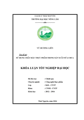 Luận văn thạc sĩ sử dụng chất màu thực phẩm trong sản xuất sữa chua