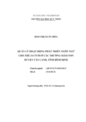 Luận văn thạc sĩ quản lý hoạt động phát triển ngôn ngữ cho trẻ 3 6 tuổi ở các trường mầm non huyện vân canh tỉnh bình định