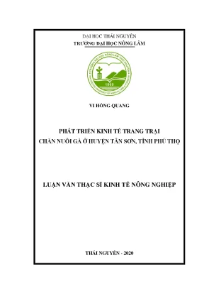 Luận văn thạc sĩ phát triển kinh tế trang trại chăn nuôi gà ở huyện tân sơn tỉnh phú thọ